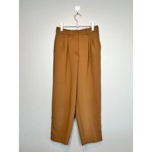 Aritzia Wilfred Effortless Pant Caramel Brown Crepe Pleated Wide Leg Pants 8